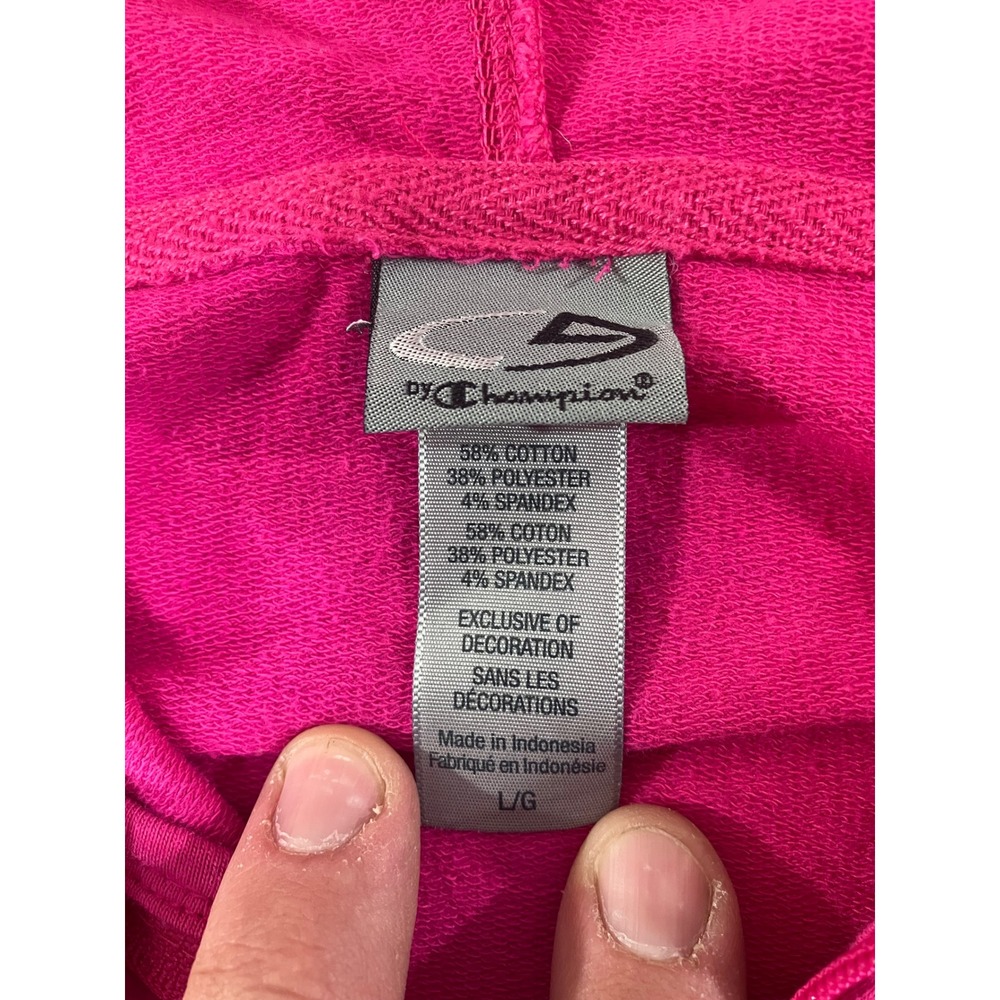 Champion Womens Full Zip Hoodie Sweatshirt Pink Cotton Blend L G Activewear - Picture 4 of 6